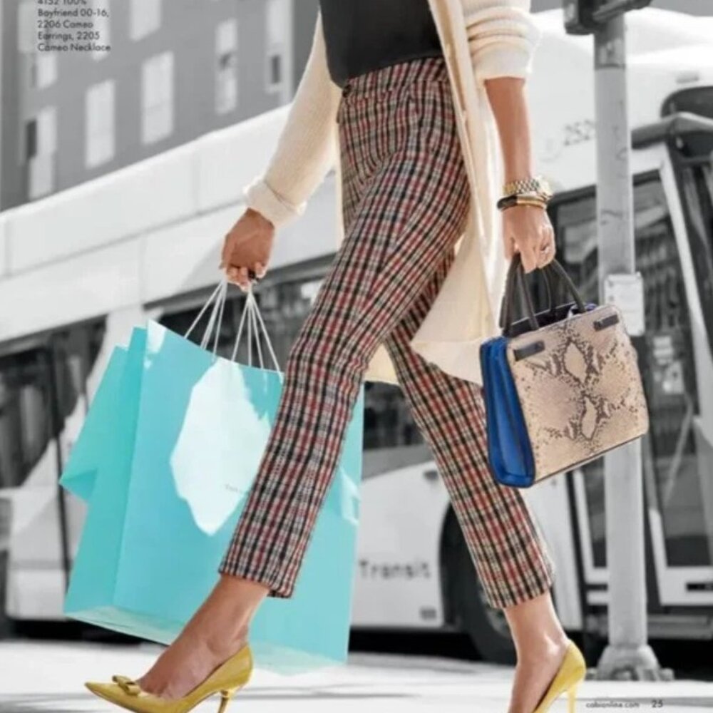 CAbi Jazzy Kick Flare Plaid Pants Size 8✨50% Off Bundles 3+